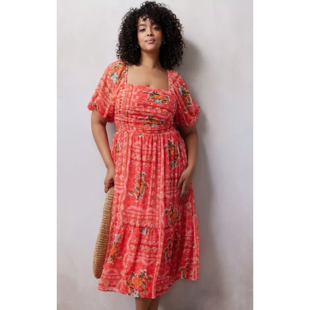 Plus Size LC Lauren Conrad Squareneck Pleated Bodice Midi Dress, size 3XL
